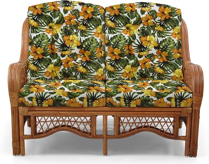 Malibu Lounge Loveseat Sofa Natural Rattan Wicker Handmade Design - Image 3