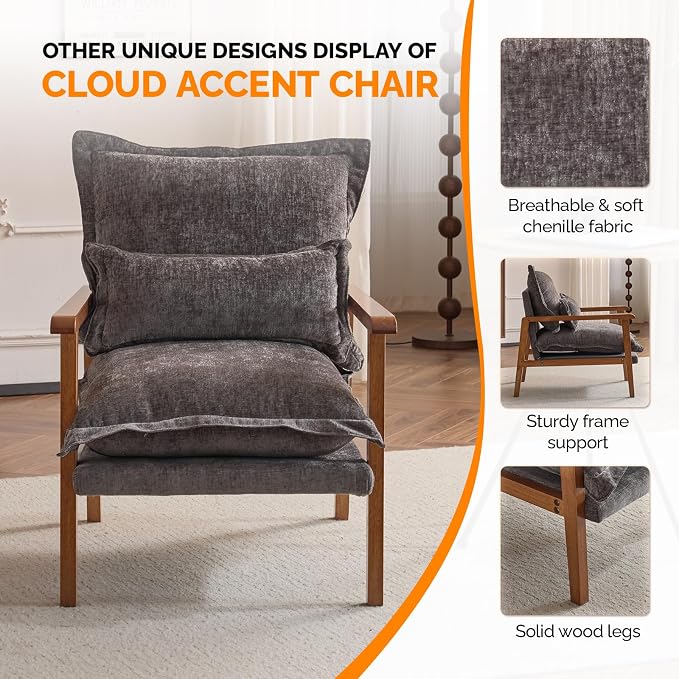 VINGLI Mid-Century Modern Cloud Accent Armchairs Set of 2 - Image 5
