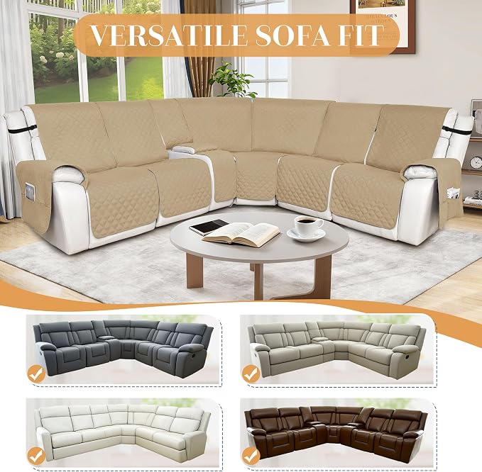 HDCAXKJ Reclining Sectional Couch Covers L Shape Recliner Sofa Middle Console - Image 5