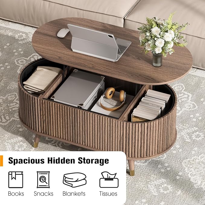 JOINICE 42.5" Oval Lift Top Coffee Table - Image 3