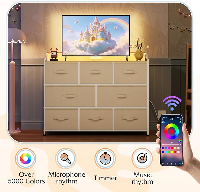 WLIVE Led Dresser for Bedroom, TV Stand for Bedroom - Image 5
