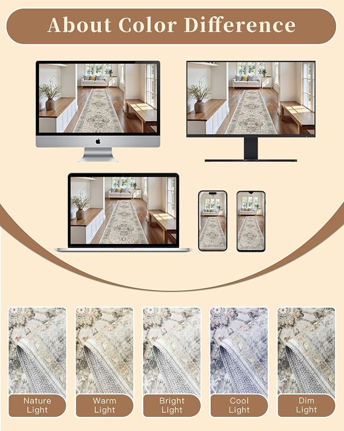 Madane Hallway Runner Rug 2x12, Long Washable Runner Rugs 12ft - Image 9