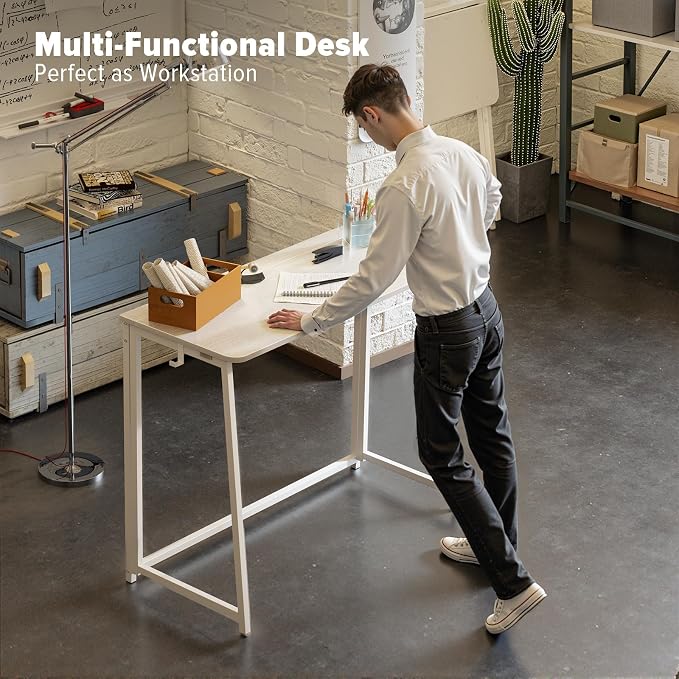 WOHOMO Folding Desk, Small Writing Desk 39.4", Space-Saving Foldable Laptop - Image 6