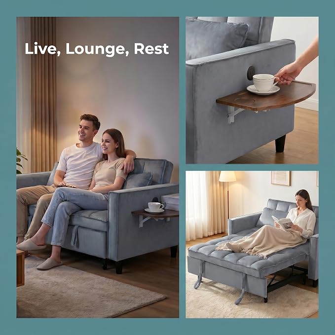 4 in 1 Convertible Sofa Bed, Pull Out Couch - Image 8