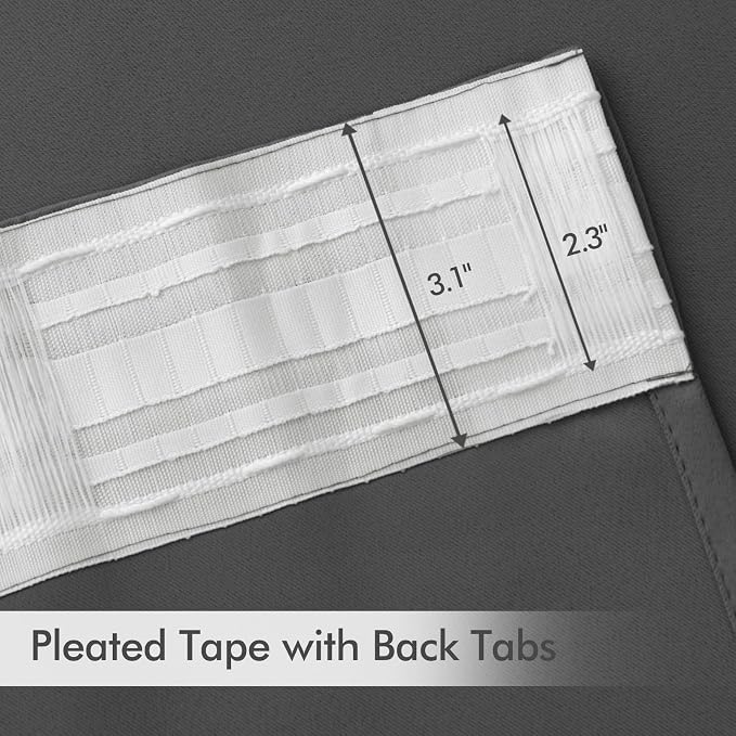 MIULEE Grey Back Tab Blackout Curtains 72 Inch Length 2 Panels Set - Image 4
