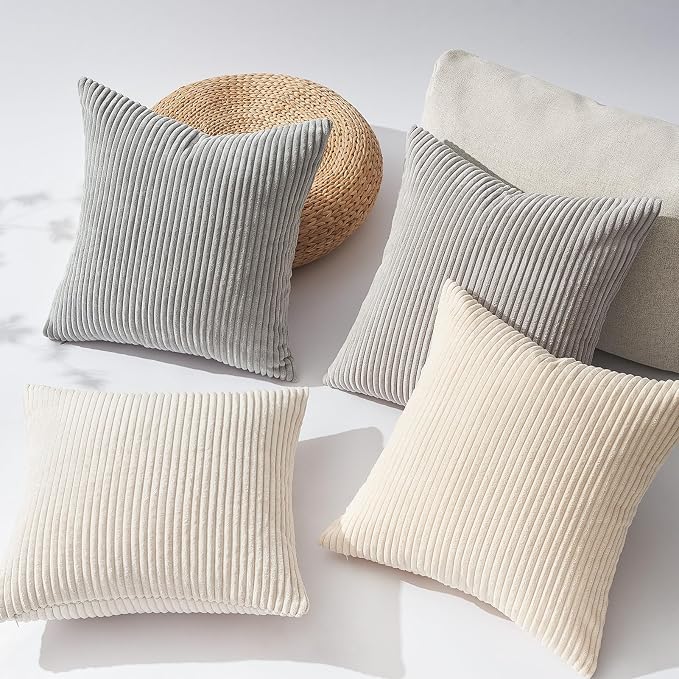 Topfinel 4 Packs Neutral Decorative Throw Pillows Covers 16x16 Inch - Image 3