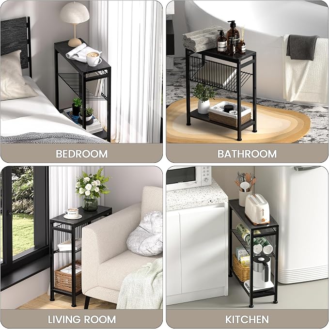 End Table for Small Space, 3-Tier Narrow Side Table - Image 5