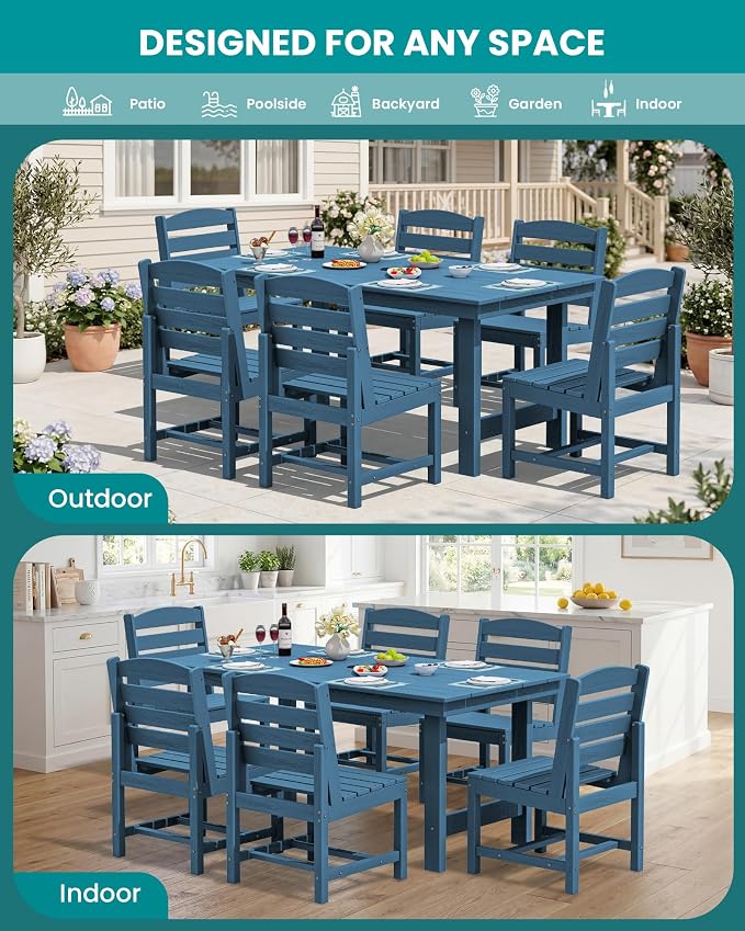 SERWALL Patio Dining Sets for 10 Person, HDPE Dining Set - Image 6