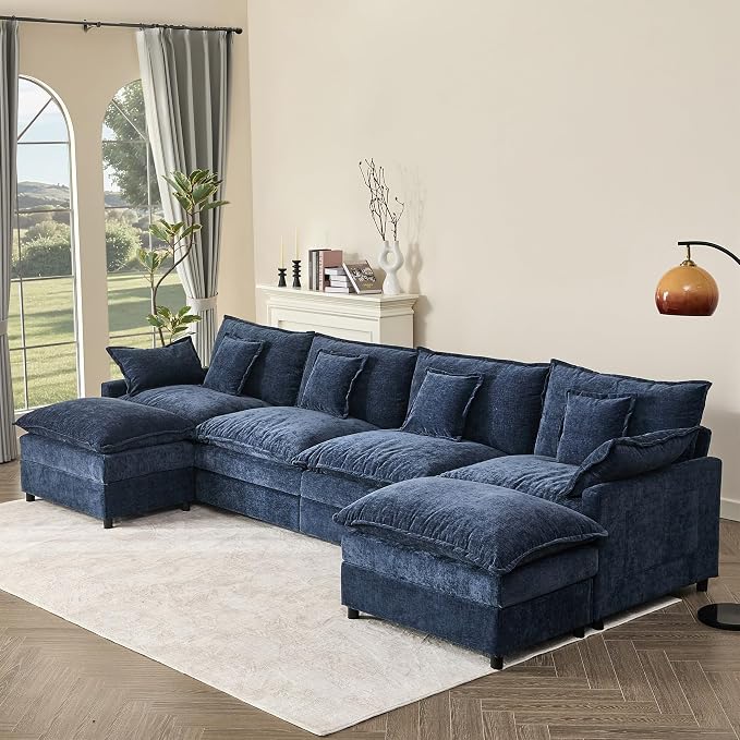 GOSUHI 142.5" U Shaped Couch, Modular Sectional Sofa, 3-Seater Comfy Cloud Couch by GOSUHI