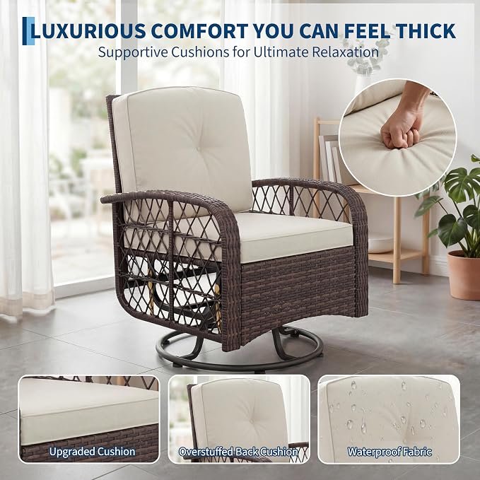 3-Piece Patio Furniture Set, 2 Swivel Rocking Chairs - Image 6
