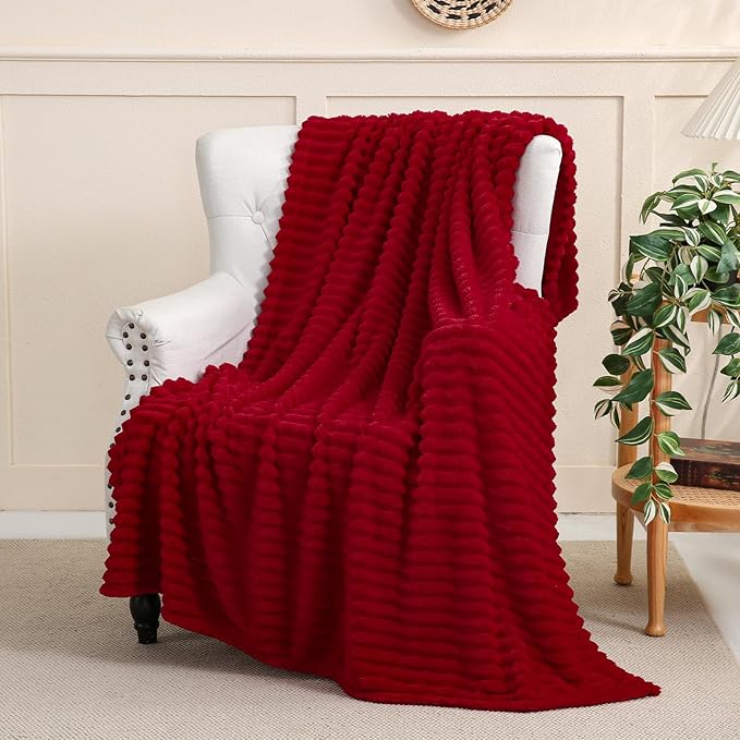 Valentines Day Decorations Red Fleece Throw Blanket 50”×60” by linecooo