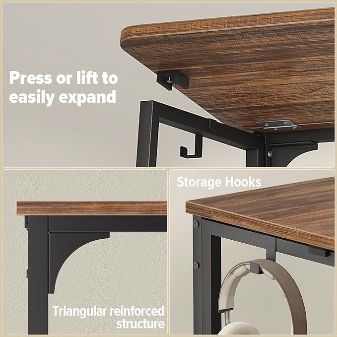 WOHOMO Folding Desk, Small Writing Desk 39.4", Space-Saving Foldable Laptop - Image 6