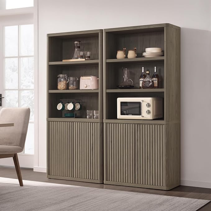 SICOTAS Book Shelf with Doors 71" Tall 6 Tier Bookshelf with Adjustable Shelves - Image 8