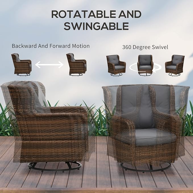 Outsunny 4 Piece PE Rattan Outdoor Patio Furniture Set, Wicker Conversation Set - Image 5