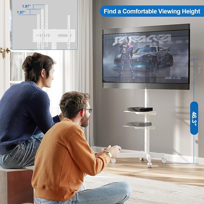 Mobile TV Stand for 23-65 Inch LCD LED Flat/Curved Panel Screen TVs, Height - Image 5