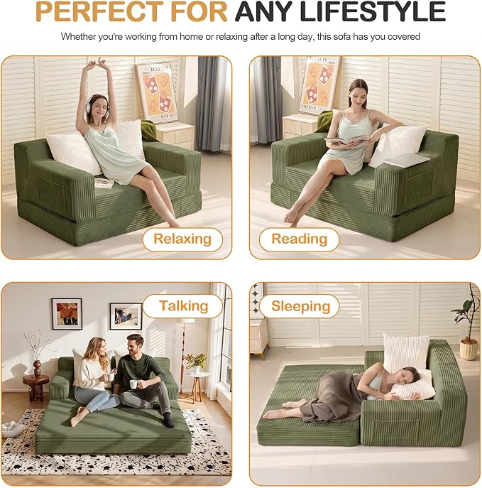 Erament Boneless Loveseat Convertible Sofa Bed, Folding Floor Futon Sleeper - Image 6