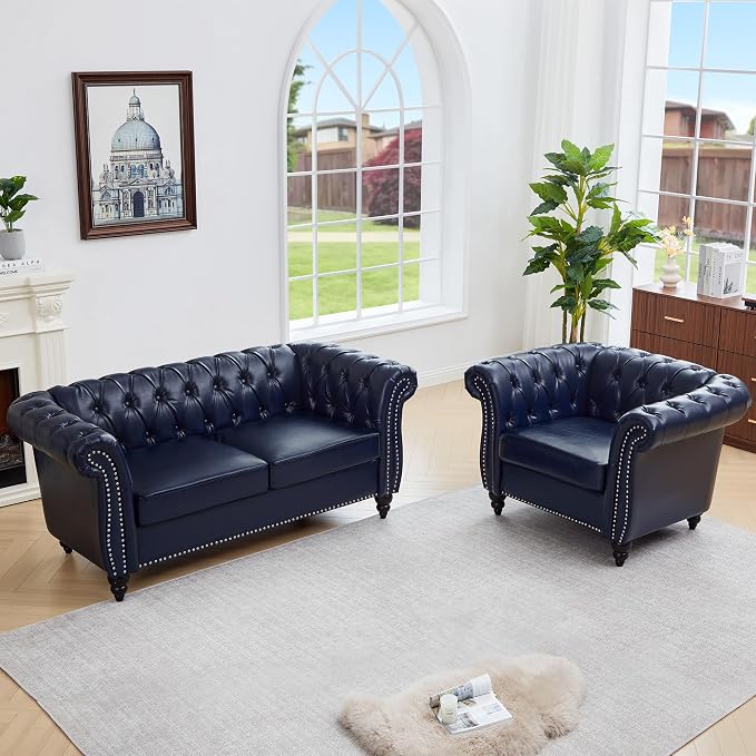 QHITTY 2 Piece Living Room Set, Sectional Chesterfield Sofa Chair Contemporary by QHITTYFurnitureLife