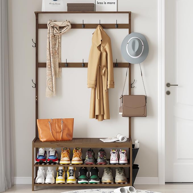 AMBIRD Hall Tree with bench and shoe storage, Entryway Bench with shoe storage - Image 2