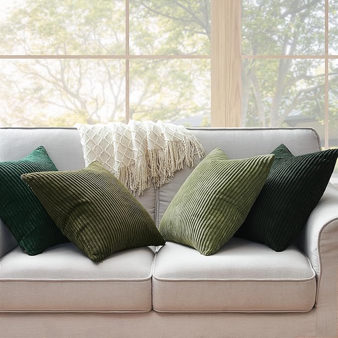 Topfinel Couch Throw Pillows Covers 18x18 Inch Set of 4, Olive Emerald Green - Image 2