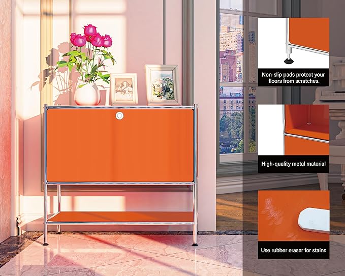 Metal Sidetable with Flap Door, 27.5" Height - Image 4