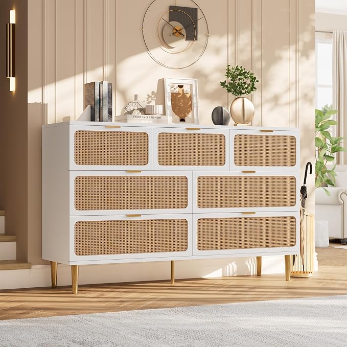 GarveeHome Rattan 7 Drawer Dressers - Image 3