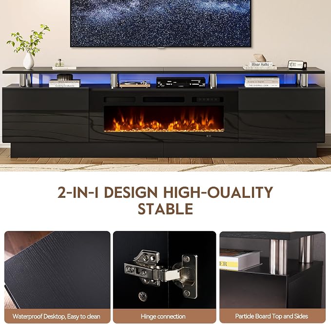 80" TV Stand for Living Room, Large Entertainment Center & Media Console - Image 9