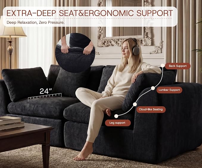 GRUSIGN 141'' Oversized Boneless Cloud Couch - Image 7