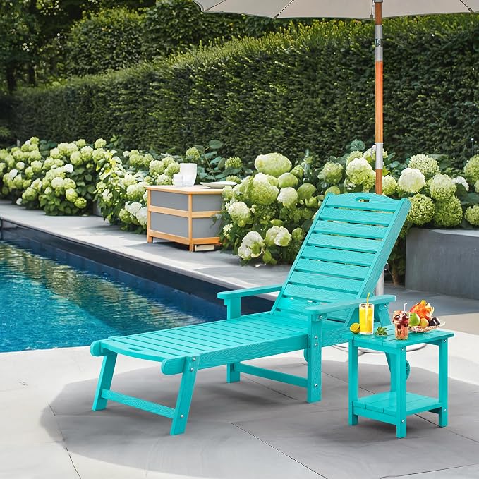 LUE BONA Lounge Chair Outdoor, HDPS Chaise Lounge Outdoor by LUEBONA