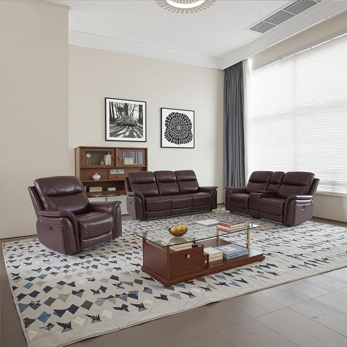 Breathable Leather Power Recliner Sofa Set, 3 Piece Living Room Furniture Set - Image 7