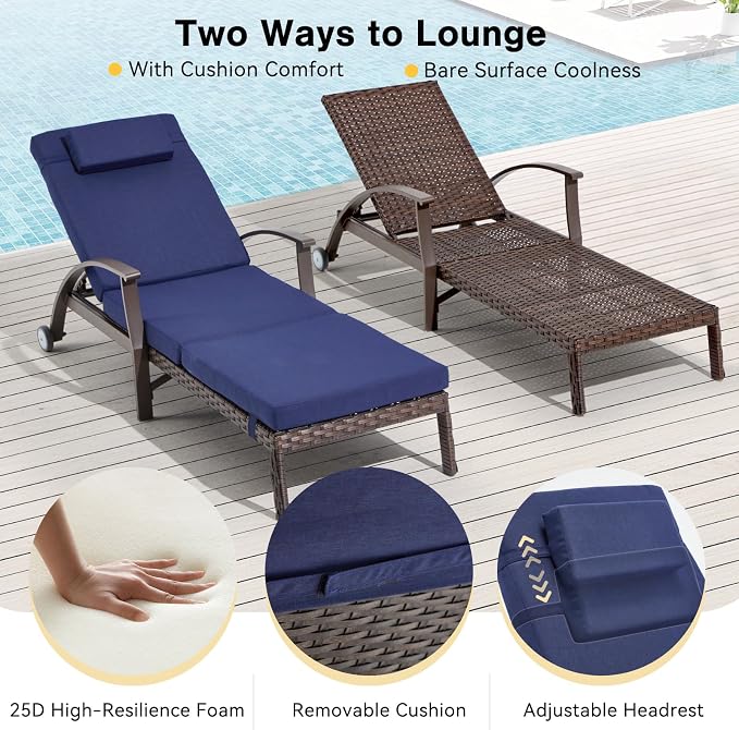 Outdoor Chaise Lounge Chairs Set of 2 - Image 5