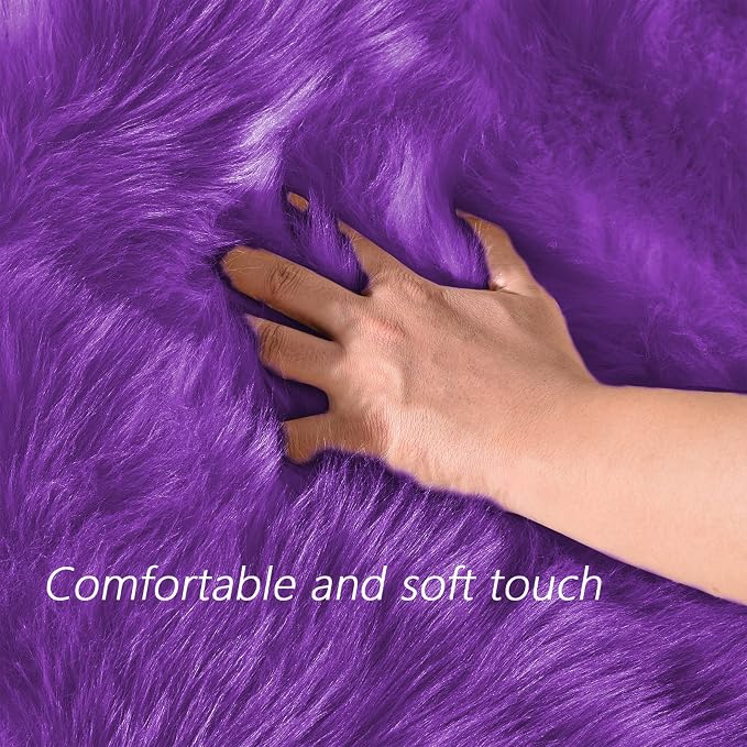 Latepis Faux Fur Rug 2x5 Runner Fluffy Area Rug Purple Washable Shag Rugs - Image 4