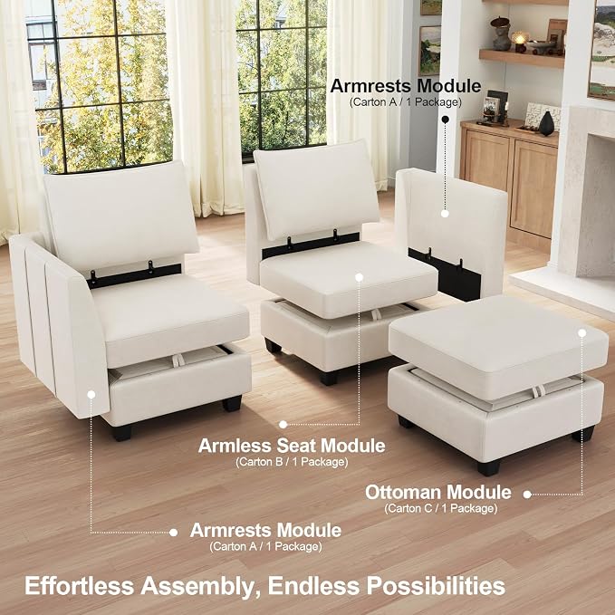 Belffin Oversized Modular Sectional Couch Sleeper Sofa - Image 5