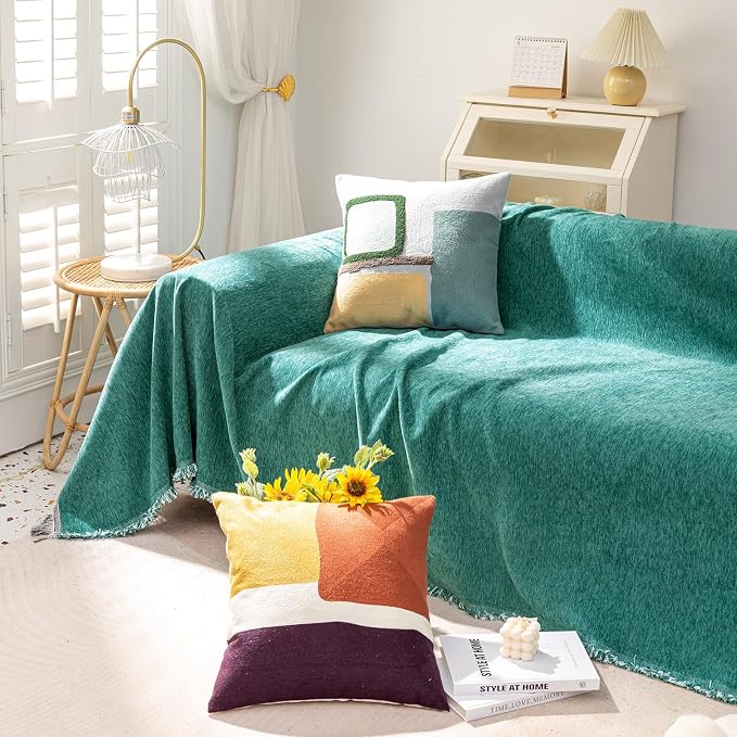 VClife Couch Cover for Pet, Bohemian Teal Sofa Cover for Dog, Thick Chenille - Image 6
