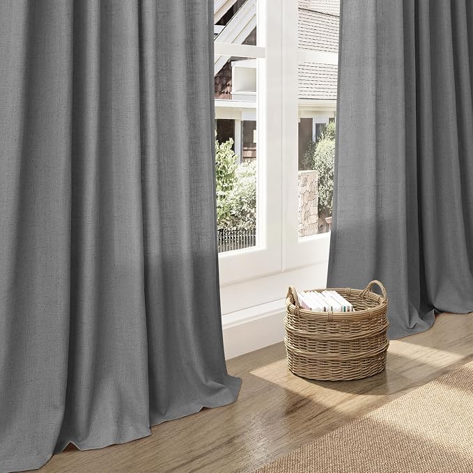 Nanspring Dark Grey Semi Sheer Curtains 72 Inches Long 2 Panels Set - Image 6