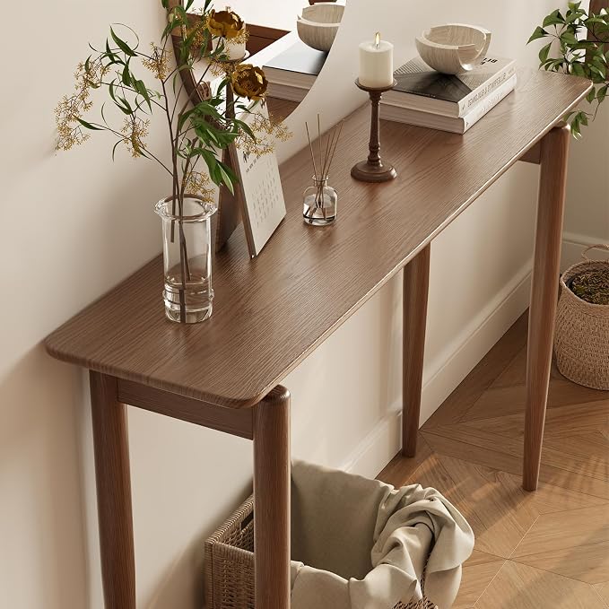 AQIMUELE Wood Console Table Walnut Entryway Table, Thin Console Table, Sofa - Image 6