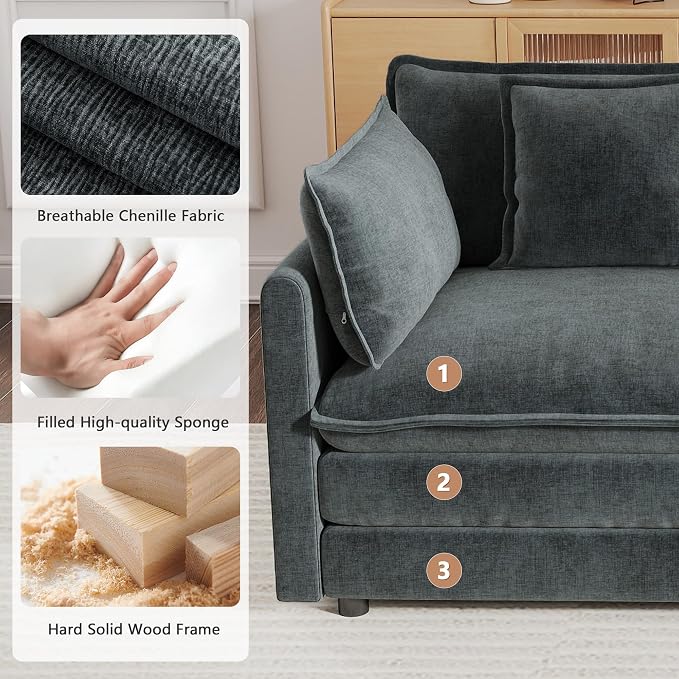 mikibama Modular Sectional Sofa, 111.5 Inch U Shaped Couch Set - Image 5