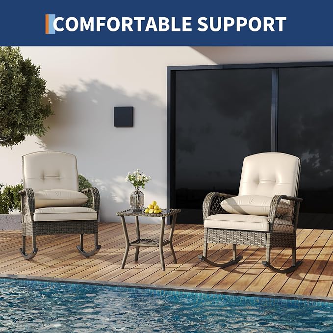 Outdoor Wicker Rocking Chair, Patio Rattan Rocker Chair - Image 7