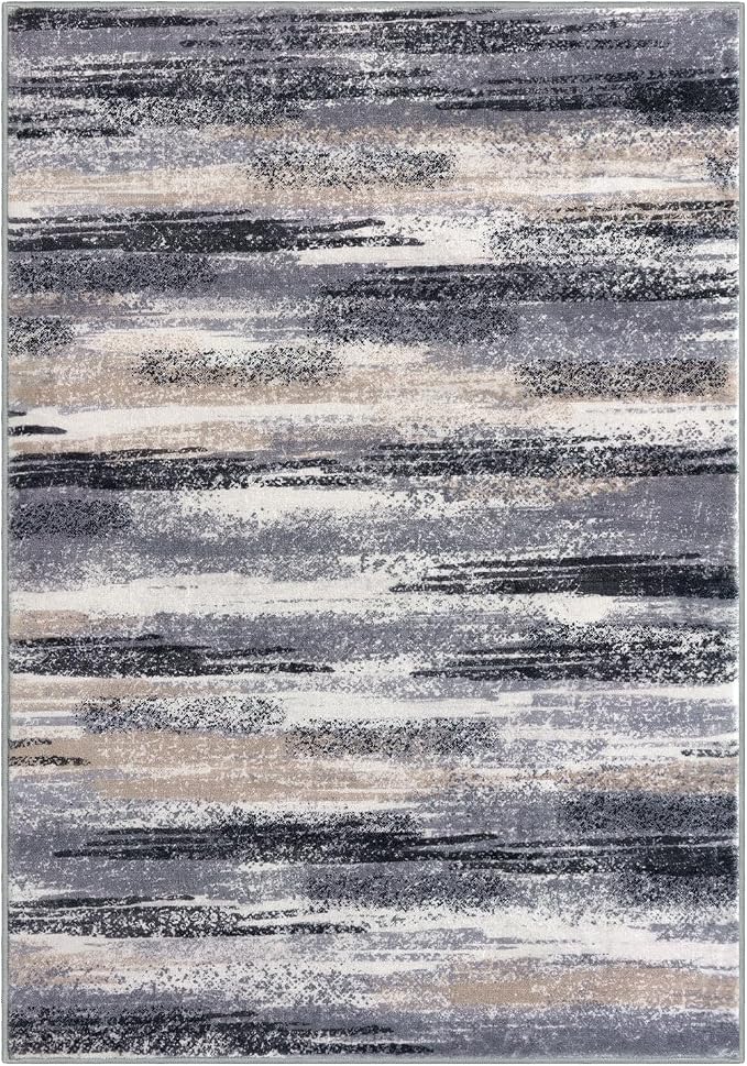 Lansny Modern Abstract 4x6 Living Room Washable Rug Non-Slip Soft Bedroom Area - Image 9