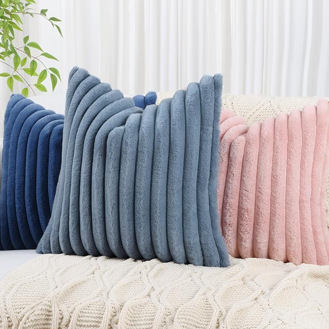 decorUhome Cozy Faux Fur Throw Pillow Covers 12x20 Set of 2 Decorative Soft - Image 9