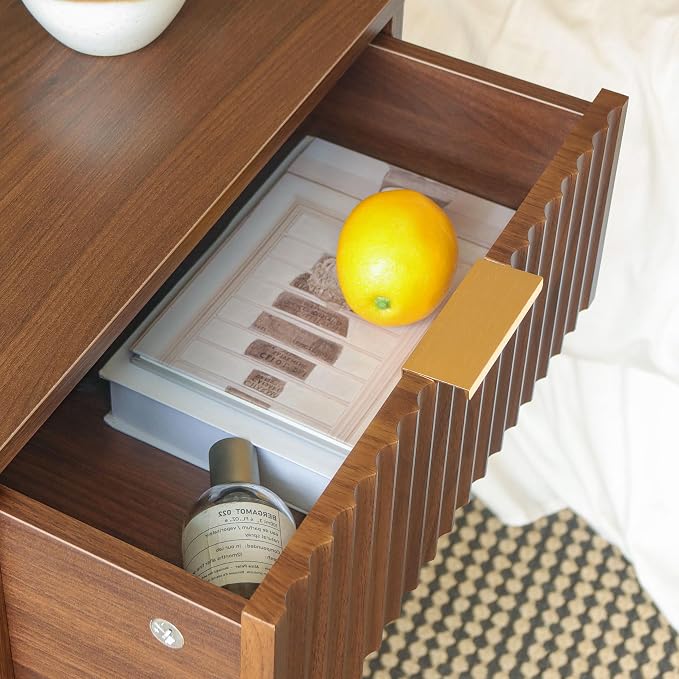 Fultyle Nightstand with Charging Station, Fluted Night Stand with USB and Type - Image 8