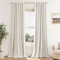 Guken 100% Blackout Cream Linen Curtains 40 Inch Wide by 90 Inch 2 Panels Set by Guken