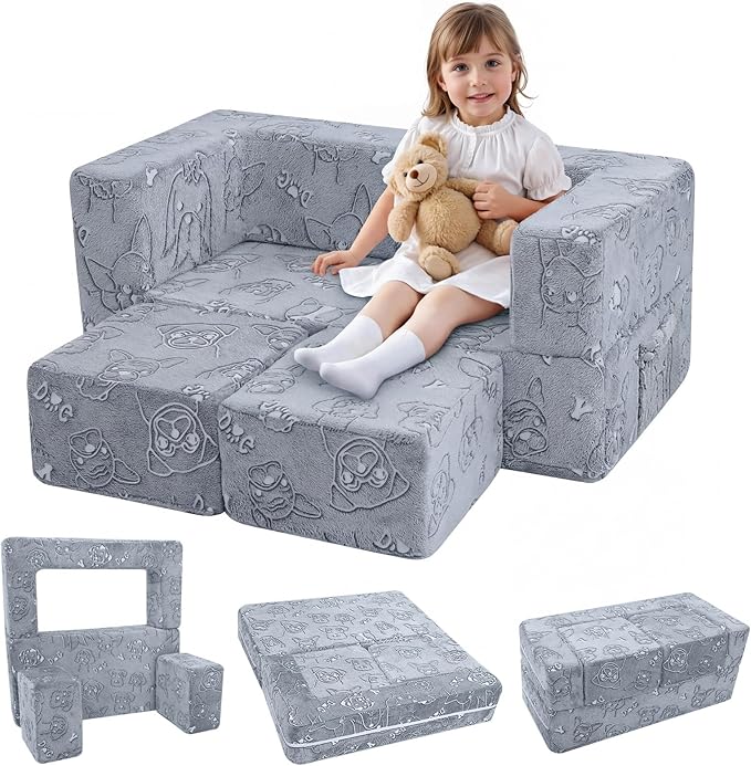MeMoreCool Kids Sofa Couch, Glow-in-the-Dark Plush Cover, Convertible Foam by MeMoreCool