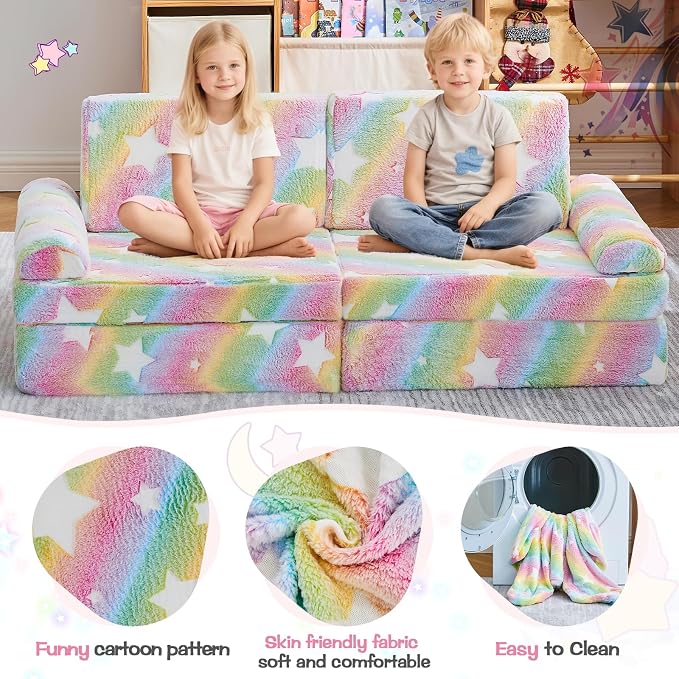 IFNOW Modular Kids Play Couch, Convertible & Washable Toddler Foam Couch Kids - Image 6