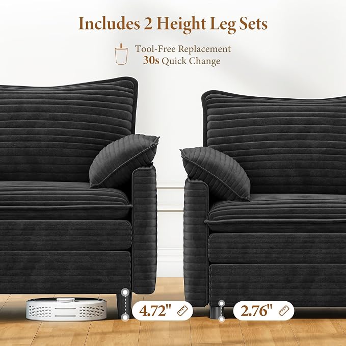 Vesgantti 108" Sectional Sleeper Sofa, 6-Seater Oversized Modular Cloud Couch - Image 3