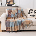 Bohemian Chenille Throw Blanket, Boho Jacquard Tassels Cover by Unknown