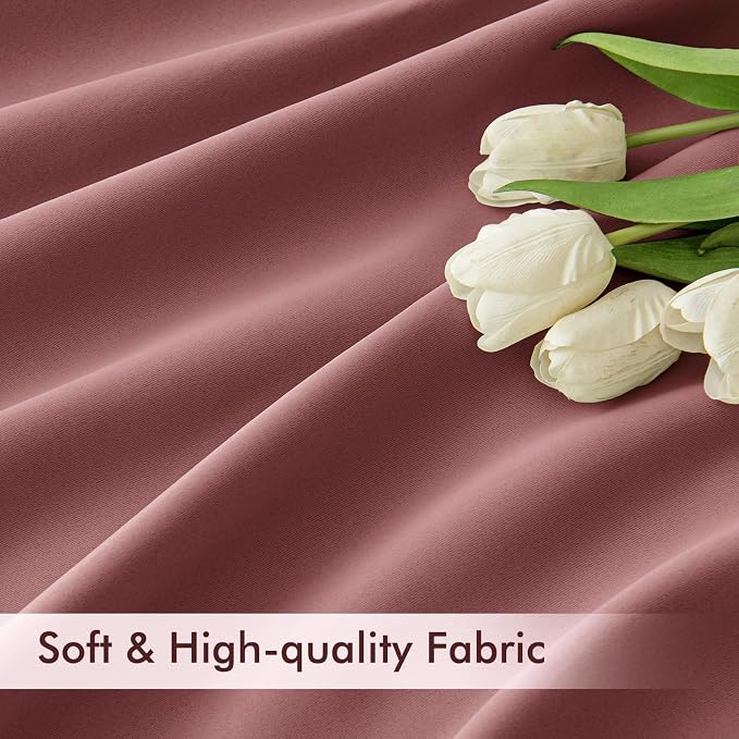 MIULEE Dusty Rose Back Tab Blackout Curtains 108 Inch Long 2 Panels Set - Image 6