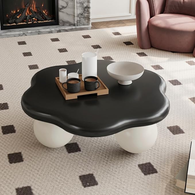 35" Cloud Coffee Table with 3 Ball Legs, Modern Minimalist Petal Center Table - Image 3