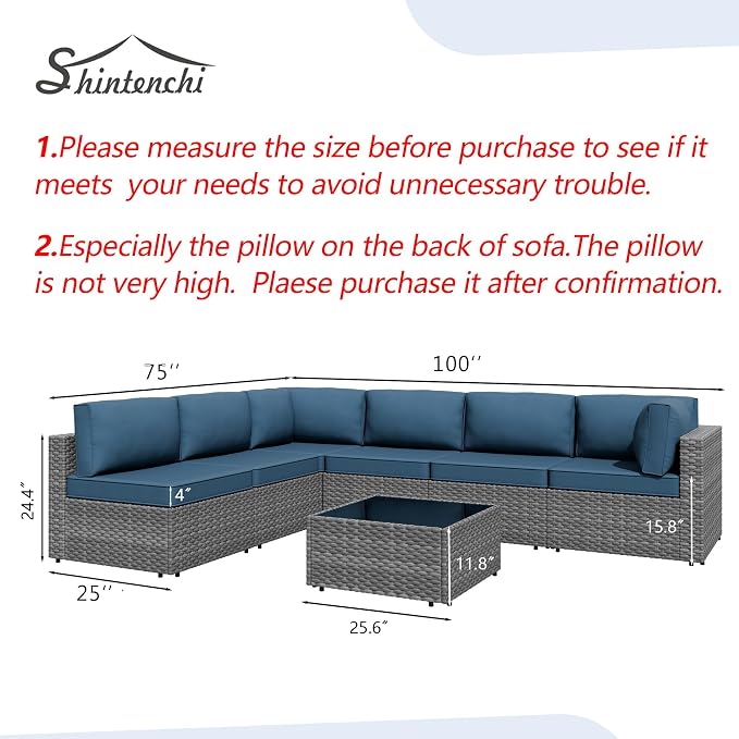 7 Piece Outdoor Patio Furniture Set, All Weather Conversation Set - Image 3