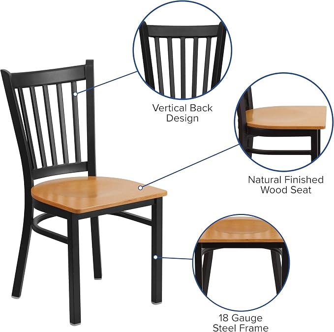 Flash Furniture HERCULES Series Black Vertical Back Metal Restaurant Chair - Image 4
