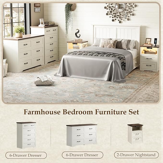 AODK Farmhouse Tall 6 Drawer Dresser - Image 8